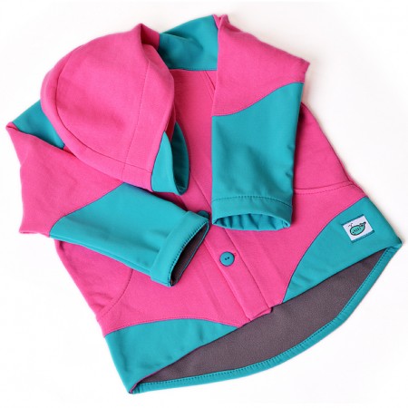 Dětská polo softshellová bunda (růžovo-tyrkysová)